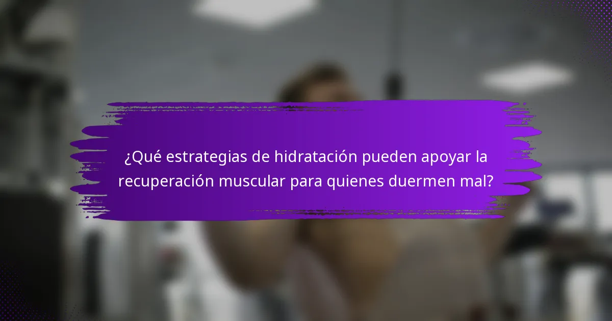 ¿Qué estrategias de hidratación pueden apoyar la recuperación muscular para quienes duermen mal?
