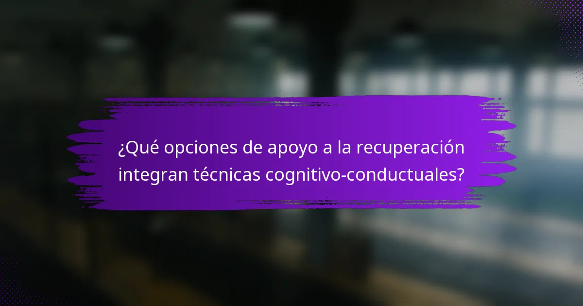 ¿Qué opciones de apoyo a la recuperación integran técnicas cognitivo-conductuales?